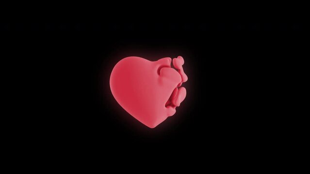 beautiful heart animation Loop animation transparent background with an alpha channel.