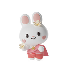 Rabbit in traditional thai dress 3D Illustration-3