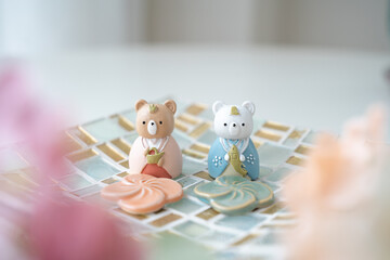 ふんわりお花と可愛いひな祭りの壁紙