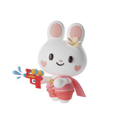 Rabbit in traditional thai dress 3D Illustration-13