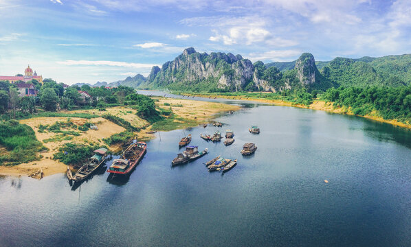 River and boats in Vietnam