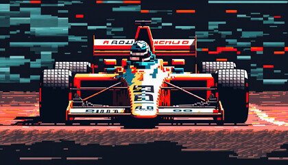 Fototapeta premium formula 1 race 8 bit pixel art style