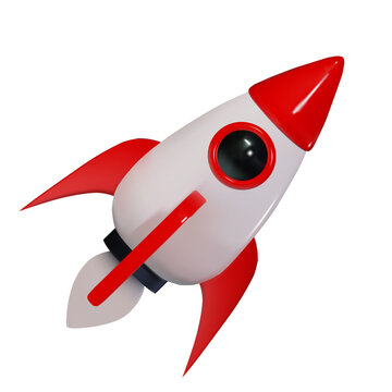 3d render rocket icon for business and media. Vector illustration.
