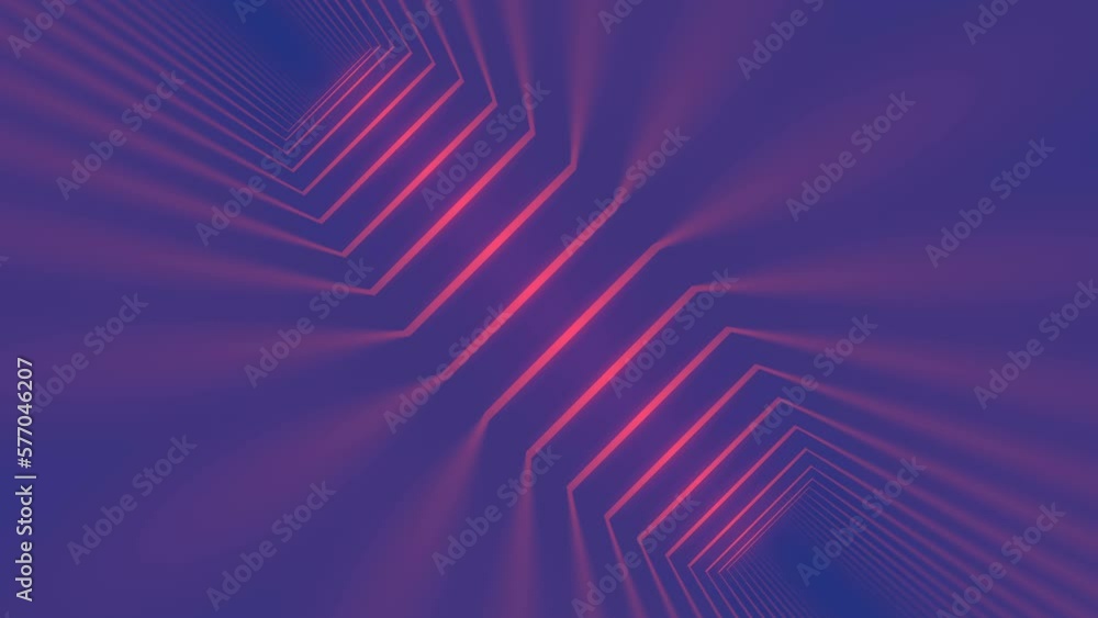 Poster Movement of bright red rays of light on a blue background. Creative design. Digital seamless loop animation. 3d rendering. 4K, Ultra HD resolution