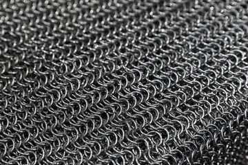Chain mail close up photo. Medieval knight torso armor