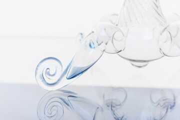 Abstract glass installation, fragment of transparent decoration