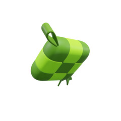 Ketupat Steamed diamond shaped rice 3d illustration, icon,view render, hd,  premium quality, alpha background, PNG format, muslim, ramadhan, theme, decoration