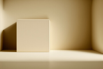 empty frame on a light beige background, copy space, generative AI
