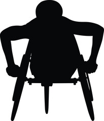 disabled male athlete in wheelchair black silhouette