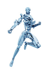 mega drone soldier robot is doing a comic action pose
