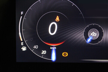 Stylish new digital speedometer in a modern vehicle