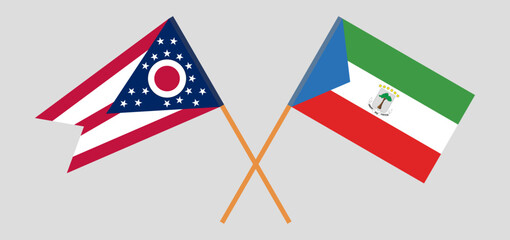 Crossed flags of the State of Ohio and Equatorial Guinea. Official colors. Correct proportion