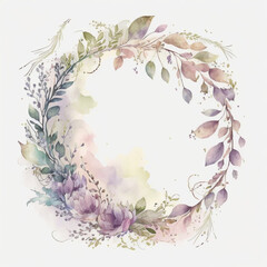 cicle frame with flowers, generative Ai