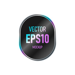 Oval black holographic sticker isolated on white background. Template for paper tags, emblems, labels.