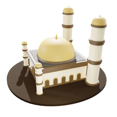 muslim mosque  3d illustration, ramadhan, icon,view render, hd,  premium quality, alpha background, PNG format