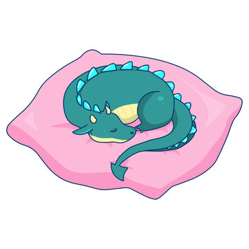 Cute illustration of Dragon sleeping