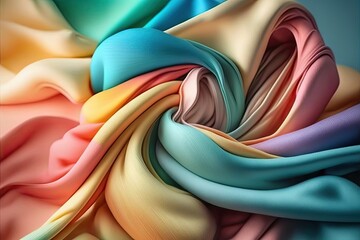 Colorful of silk fabric design, Generative AI. 