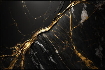 Obraz na płótnie Canvas Abstract marble black and gold background. Invitation backdrop. Ai generated