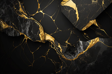Black and gold marble background. Invitation, card backdrop, banner. Ai generated