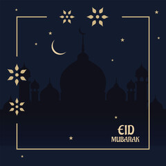 Eid Mubarak Islamic background template. Vector Illustration for greeting card, banner, poster, background, flyer, brochure and sale background. Happy holiday.