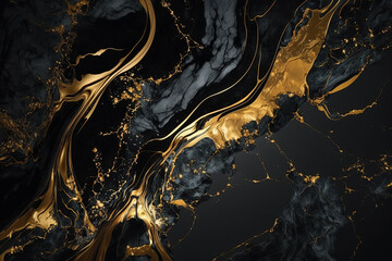 Obraz na płótnie Canvas Black and gold marble background. Luxury marble stone texture. Invitation backdrop. Ai generated