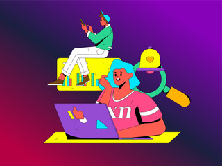 Business People Flat Vector Concept Operation Hand Drawn Illustration
