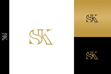 Luxury SK letters. Icon, initial, monogram, minimalist, vector, logo design, template