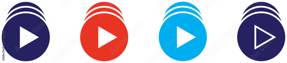 Poster button flat four color minimal icon set