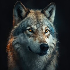 Fototapeta premium Portrait of close up of wolf, created using generative ai technology