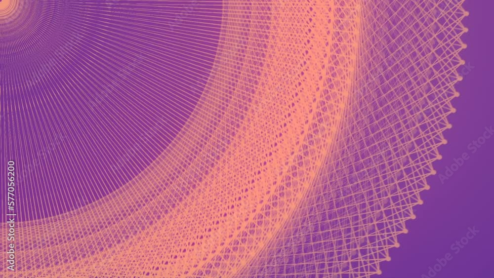 Aufkleber Elegant, futuristic wire digital seamless loop animated structure. Modern neon colored background. 3d rendering. HD resolution