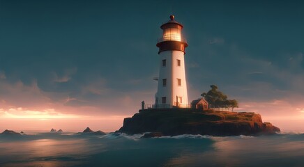 Fototapeta na wymiar Mediterranean seaside lighthouse [AI Generated]