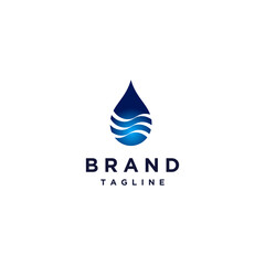 Waves In Drops Of Water Logo Design. Water Icon Design With Wave Lines Motif In It.