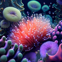 Naklejka na ściany i meble Shot of coral underwater Vibrant colors Generative AI