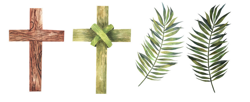 traditional religious christian cross symbol watercolor illustration