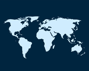 Light blue design concept of world map isolated on dark green background - vector illustration