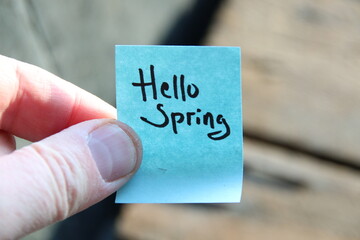 Spring! The inscription on the blue tag.