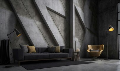  a living room with a couch, chair, table and lamp.  generative ai