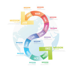 Presentation business infographic template for 12 months, 1 year, can be used for Business concept with 12 options, steps or processes.