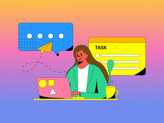 Business People Flat Vector Concept Operation Hand Drawn Illustration
