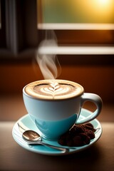 cup of coffee with smoke, coffee cup, coffee shop, coffee art, coffee illustration - Generative AI