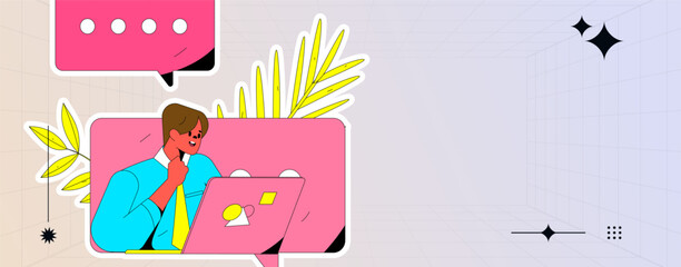 Business People Flat Vector Concept Operation Hand Drawn Illustration
