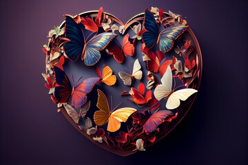 A Heart With Butterflies. The Concept Of Love And ValentineS Day. Generative AI