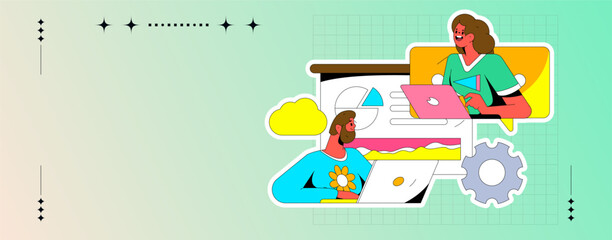 Business People Flat Vector Concept Operation Hand Drawn Illustration
