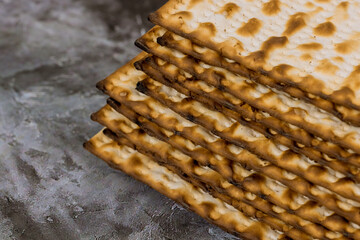 Kosher unleavened matzah bread is eaten during Jewish holiday of Passover