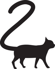 しっぽが数字の「2」になっている猫のシルエット