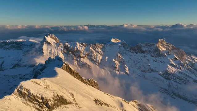 Aerial View of the Mountain Seantis in the Swiss Alps, Switzerland. Santis