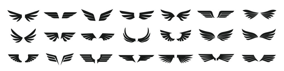 Wing icon. Wing icon set. Vector emblem