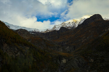 View of landscape furi mountain in autumn season from cable car in zermatt, swiss