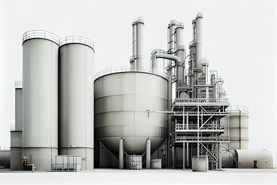 The flat style illustration of chemical plant, generative ai contents by Midjourney