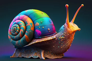 Fotobehang colorful snail created using AI Generative Technology © Pradeep